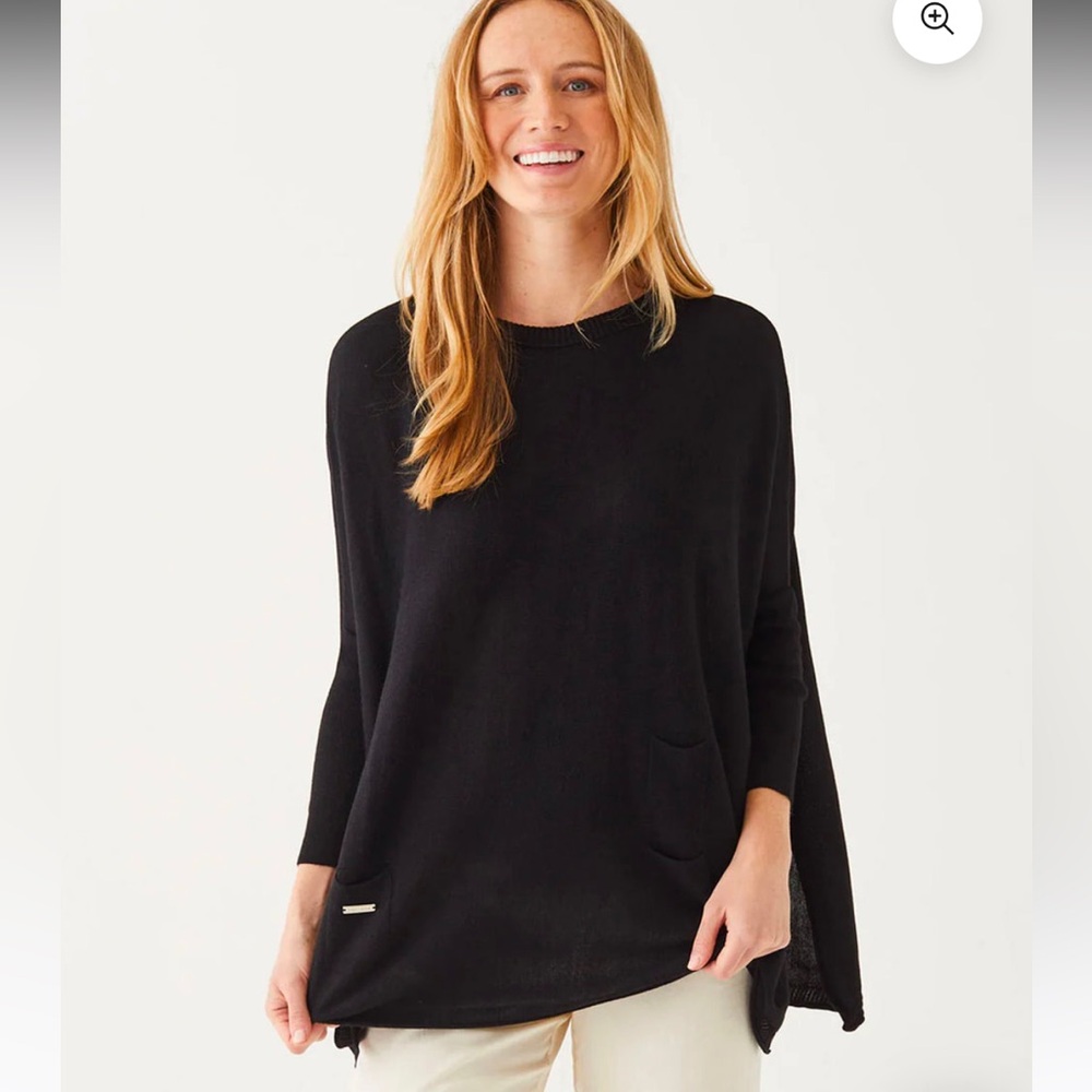 Relaxed Black Crewneck Sweater Poncho